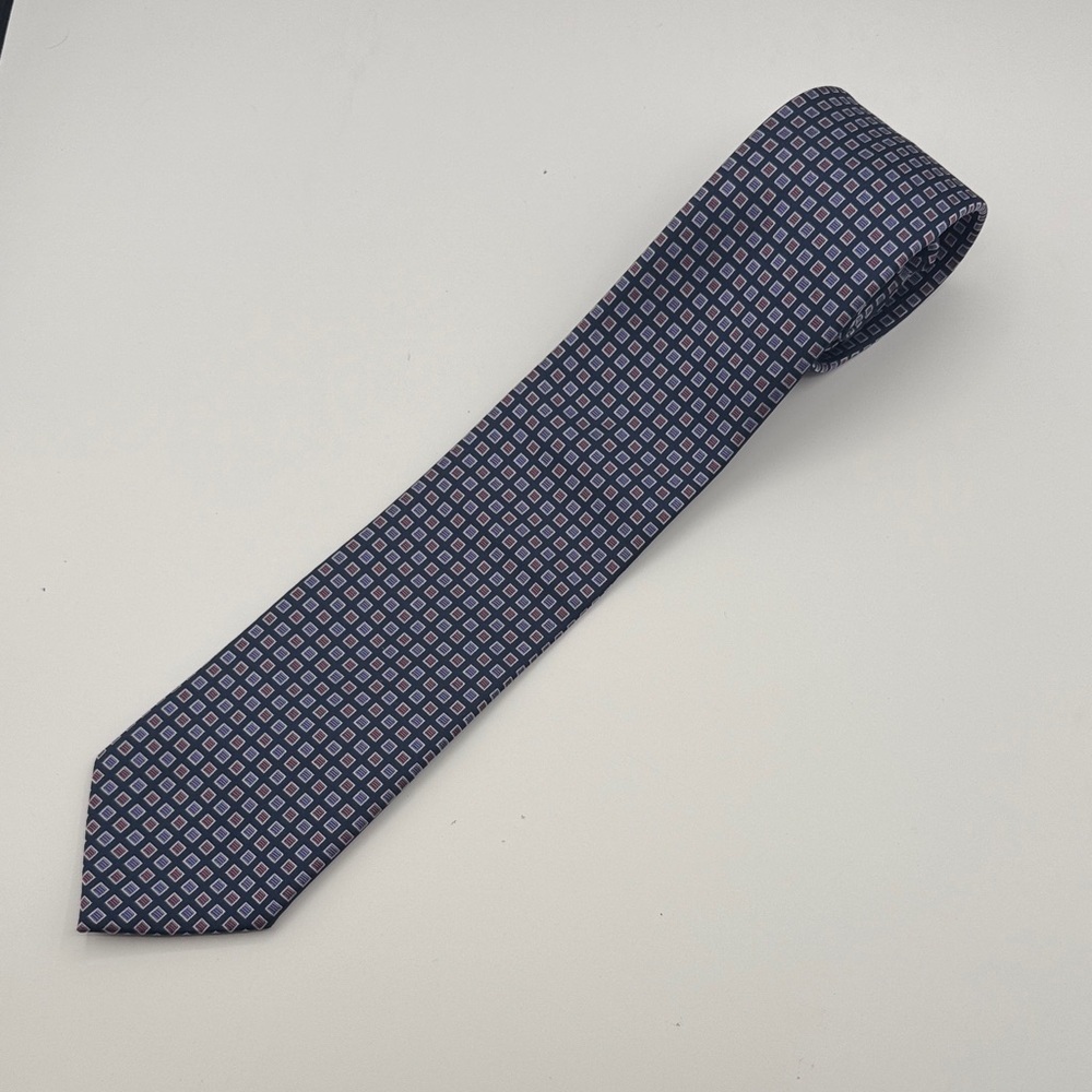 Stafford Navy blue Geometric Men's Tie polyester stiff square print multicolor